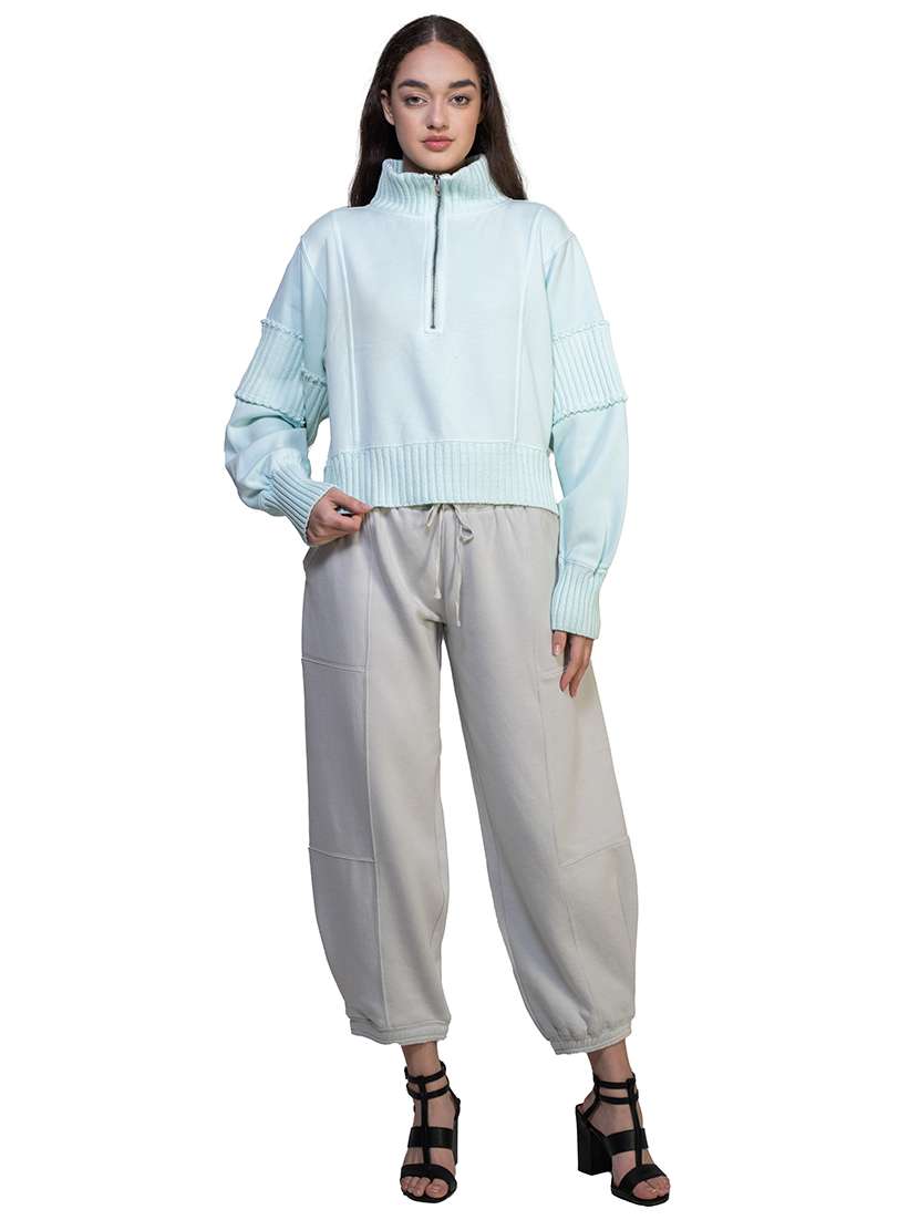 women solid long sleeve sweatshirt - 21747109 -  Standard Image - 3