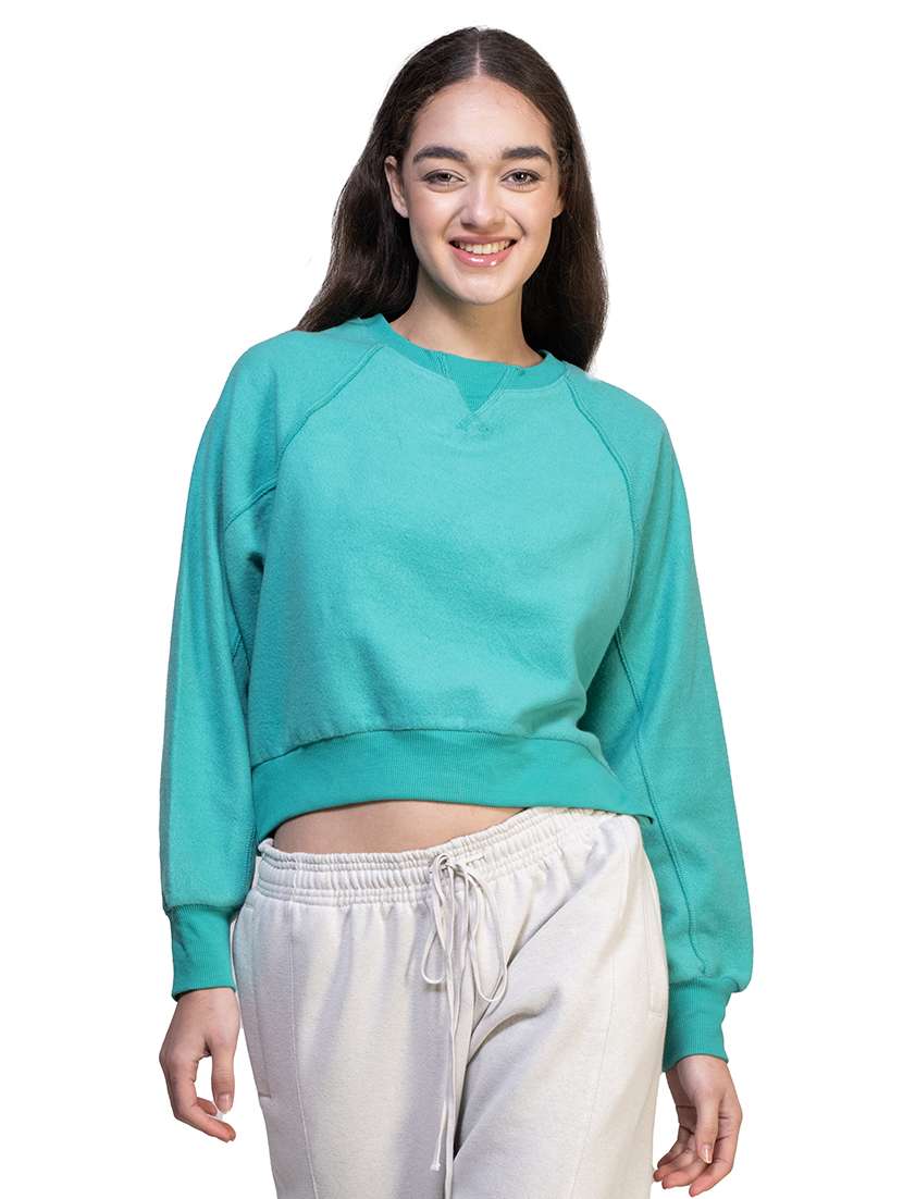 women solid long sleeve sweatshirt