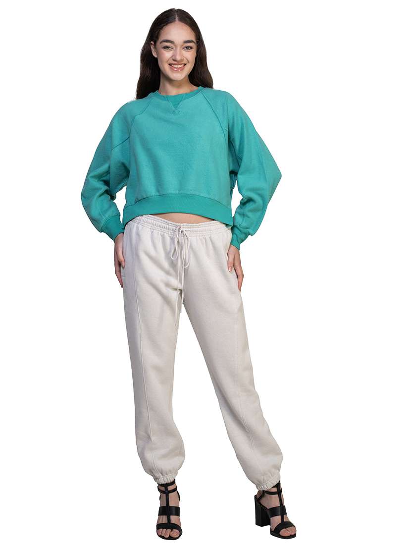 women solid long sleeve sweatshirt - 21747110 -  Standard Image - 3