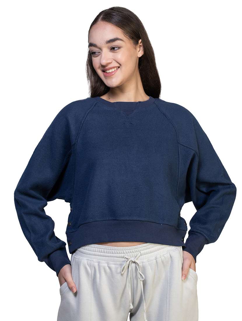 women solid long sleeve sweatshirt