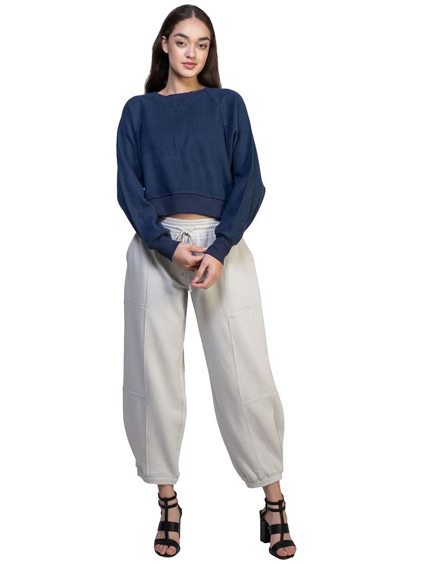 women solid long sleeve sweatshirt - 21747111 -  Standard Image - 3