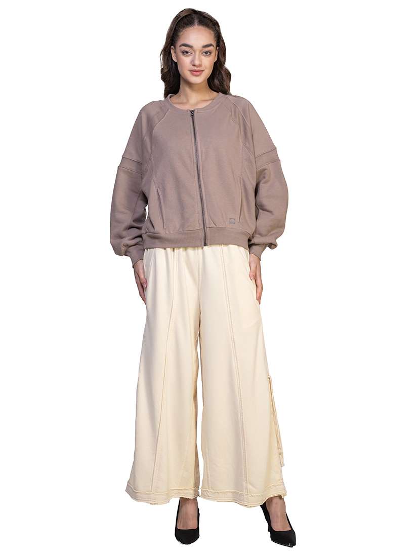 women solid long sleeve sweatshirt - 21747114 - Standard Image - 3
