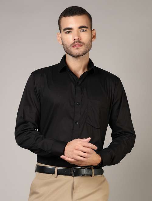 men solid long sleeve regular fit formal shirt - 21747484 - Standard Image - 0