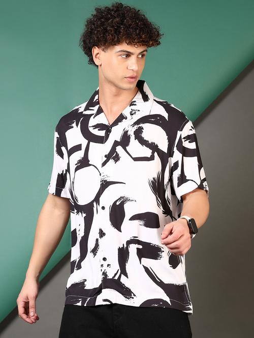 men printed cuban collared casual shirt - 21747501 -  Standard Image - 0