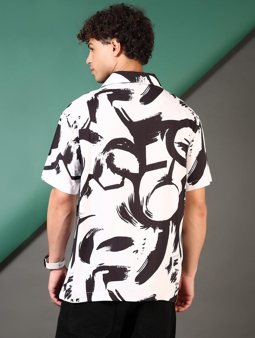 men printed cuban collared casual shirt - 21747501 - Standard Image - 3
