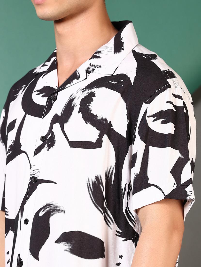 men printed cuban collared casual shirt - 21747501 - Standard Image - 5