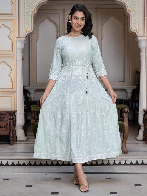 women printed fit & flare ethnic dress - 21747731 - Standard Image - 0