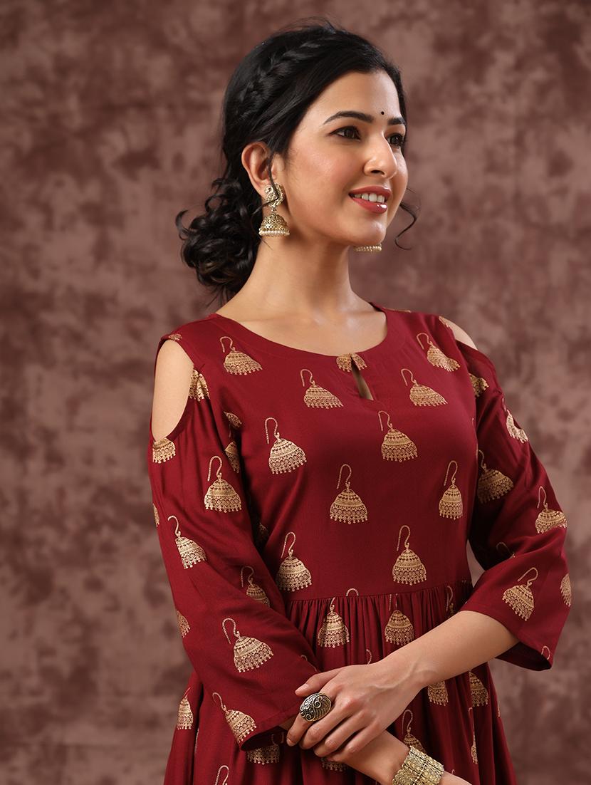 women printed fit & flare ethnic dress - 21747733 - Standard Image - 3