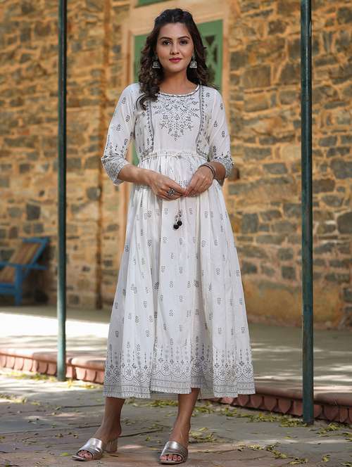 women printed round neck ethnic dress - 21747742 - Standard Image - 0