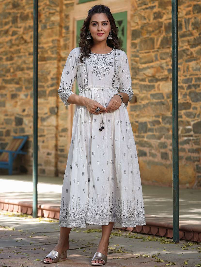 women printed round neck ethnic dress - 21747742 - Zoom Image - 0