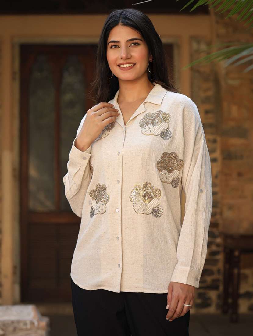 women embroidered long sleeve shirt