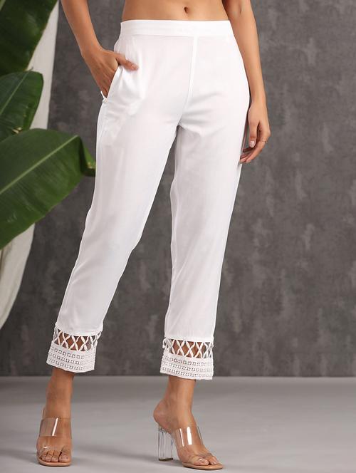women solid mid rise cigarette pant - 21747819 -  Standard Image - 0
