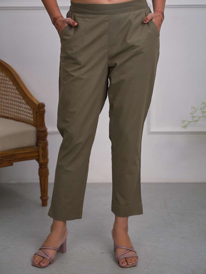 women solid mid rise cigarette pant - 21747820 -  Zoom Image - 0
