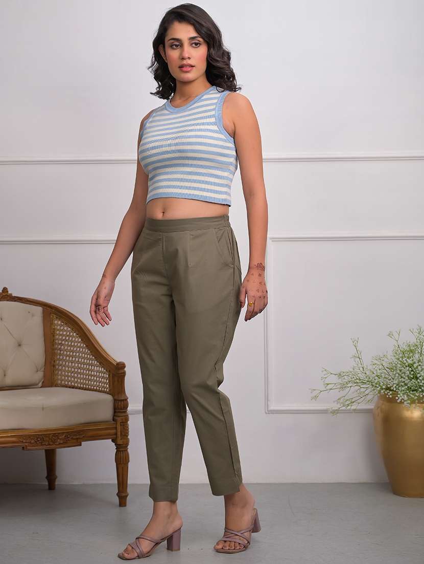 women solid mid rise cigarette pant - 21747820 -  Standard Image - 3