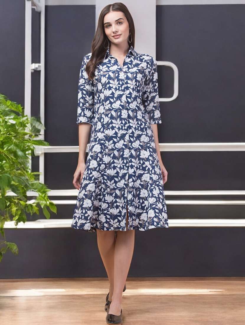 women floral printed collared a-line dress - 21747826 - Zoom Image - 0