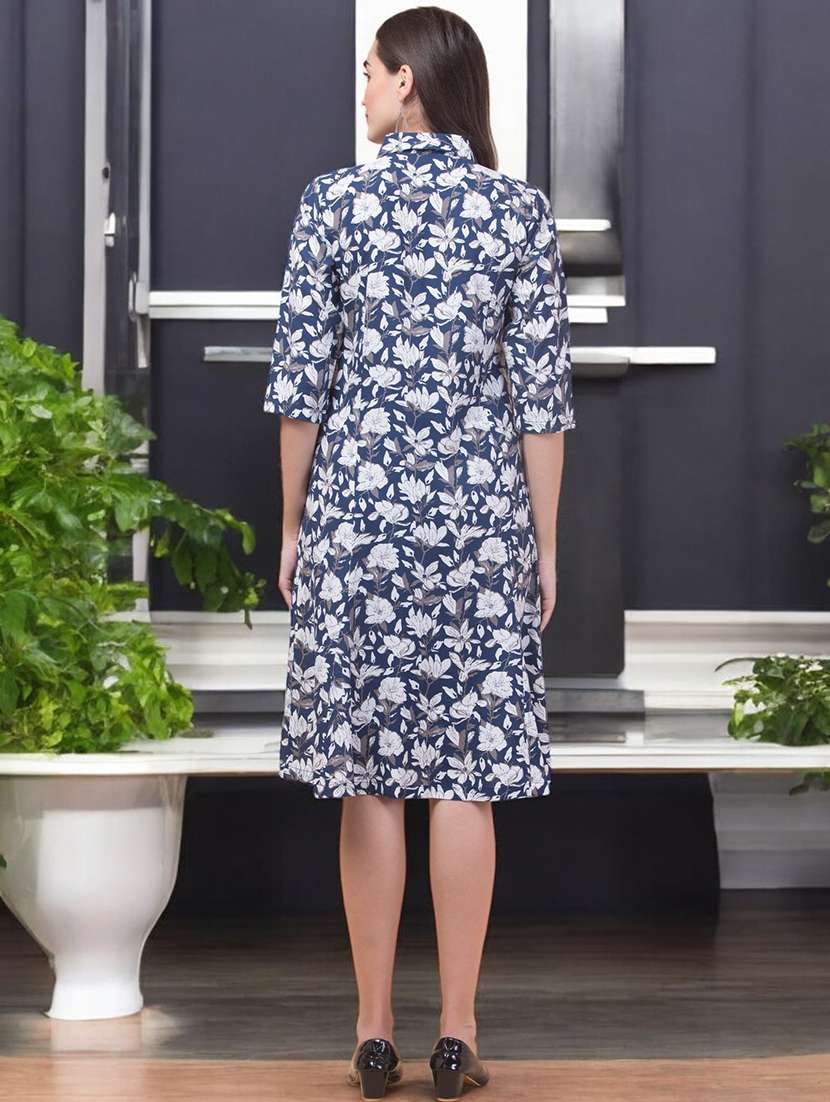 women floral printed collared a-line dress - 21747826 - Standard Image - 3