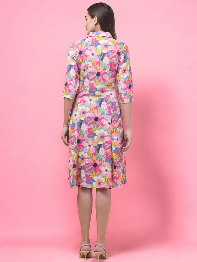 women floral print collared a-line dress - 21747828 - Standard Image - 3