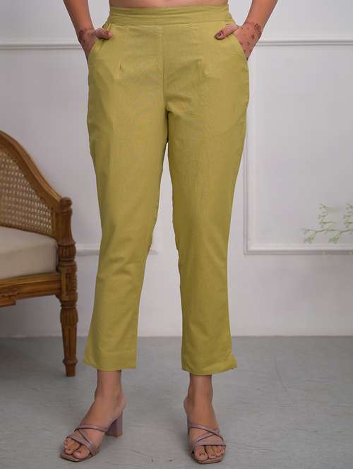women solid mid rise cigarette pant - 21747837 - Standard Image - 0