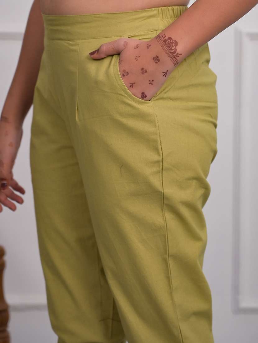 women solid mid rise cigarette pant - 21747837 - Standard Image - 3