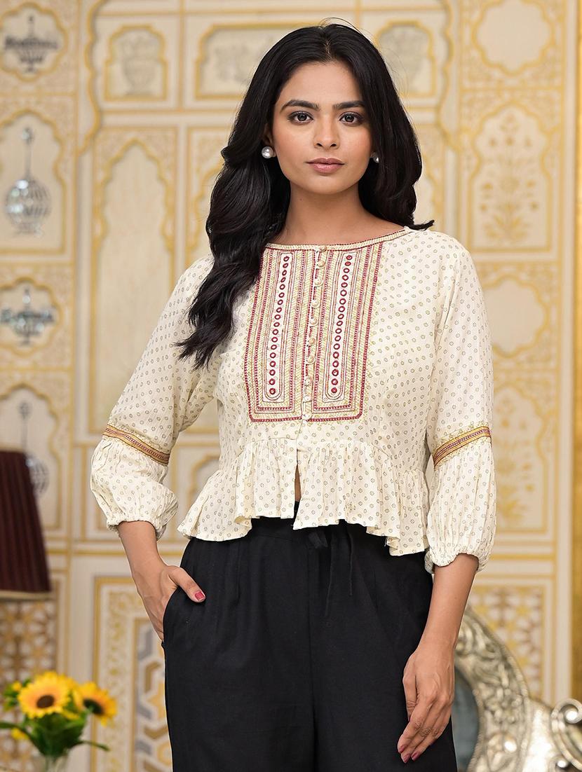 women printed peplum top