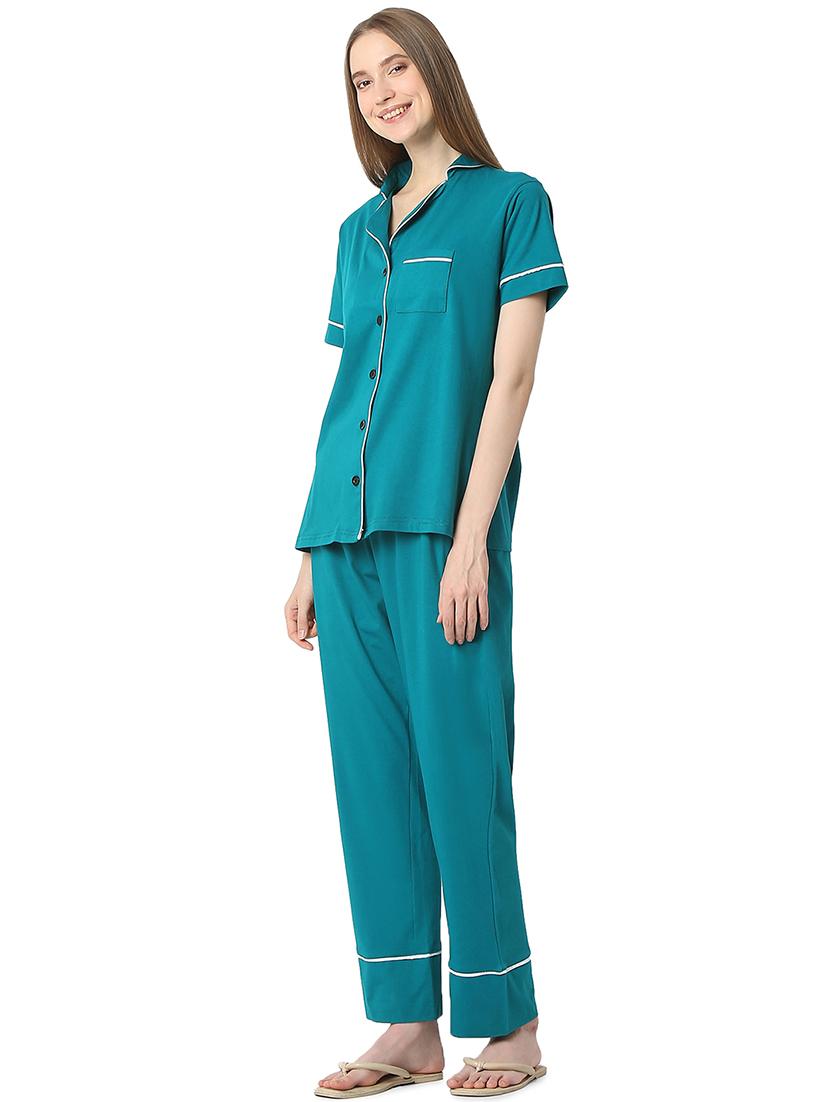 women solid nightwear pyjama set - 21747864 - Standard Image - 3