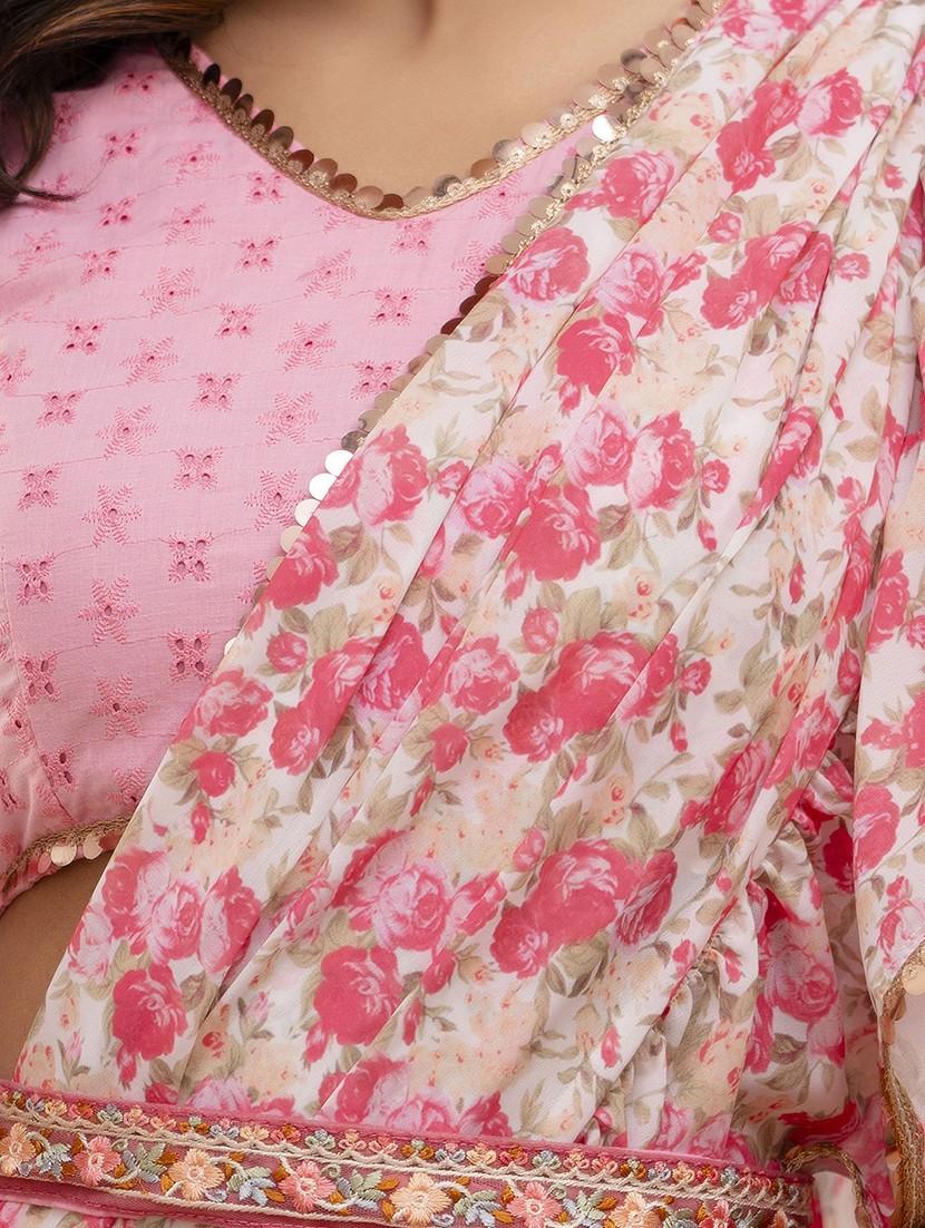 women floral printed ruffle party wear saree with blouse - 21747874 - Standard Image - 5