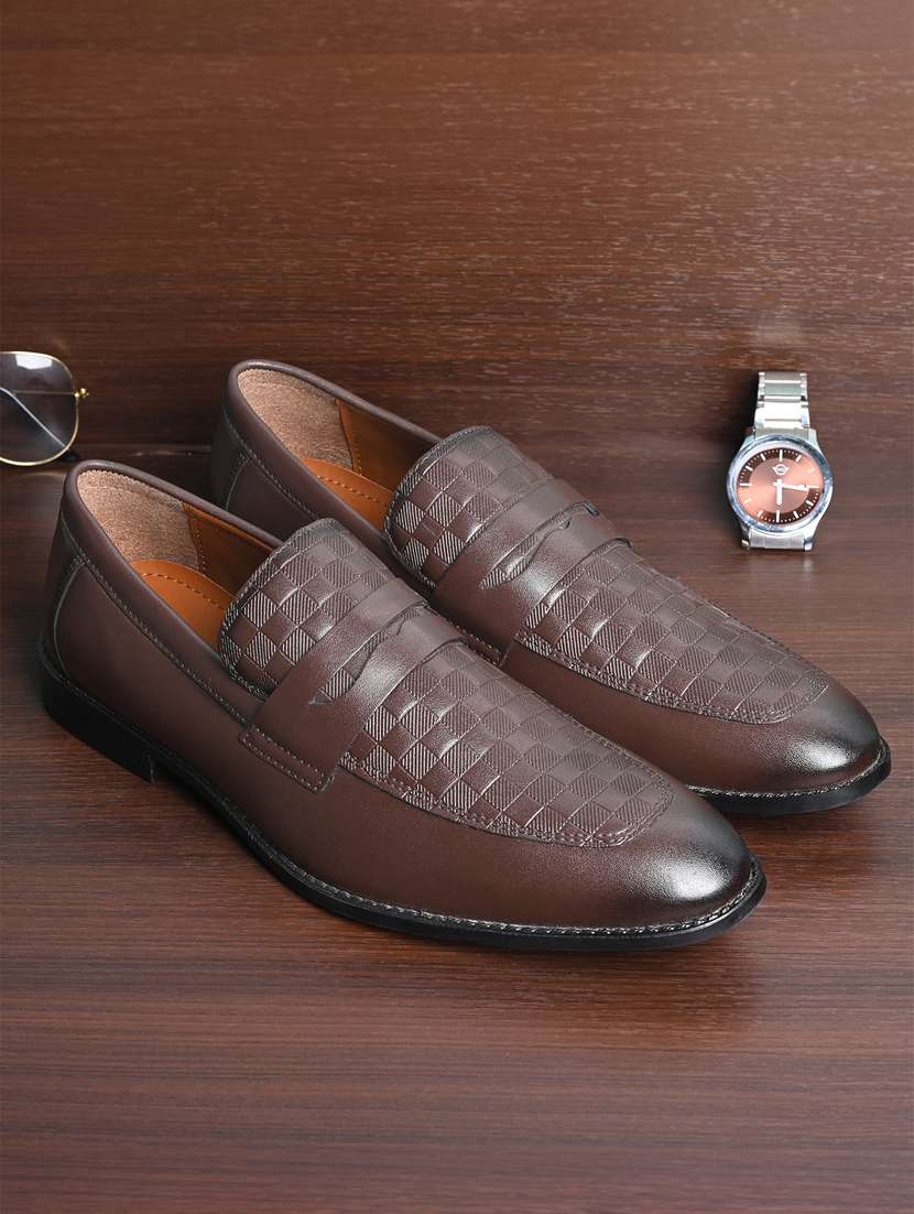 men textured slip on moccasin shoes