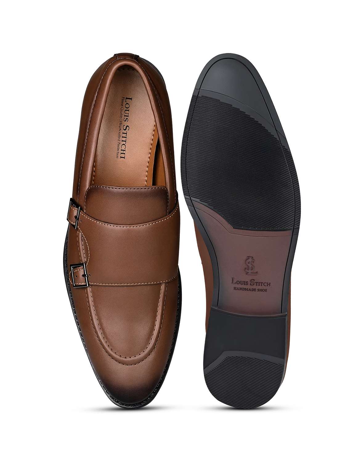 Men Tan Slip On Monk Straps - 21747954 -  Standard Image - 3