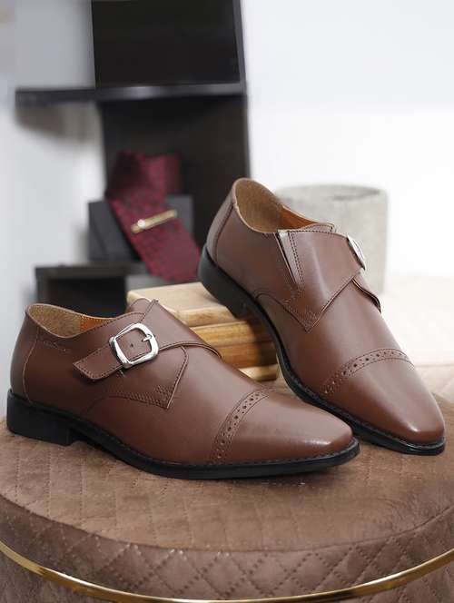 men solid slip on monk straps