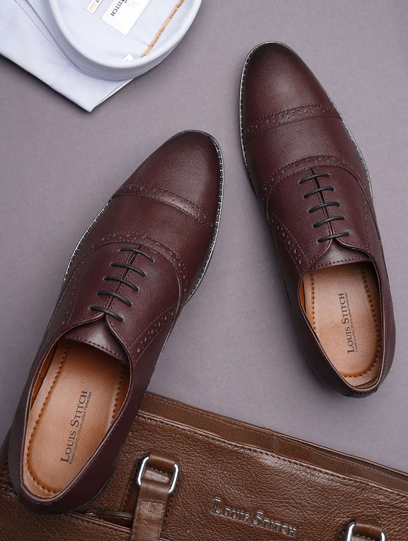 men solid lace-up oxfords