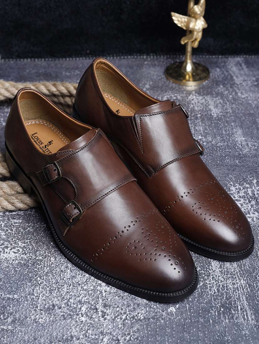 men solid slip on monk straps