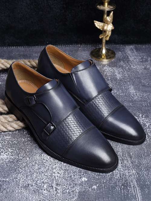 men solid slip on monk straps