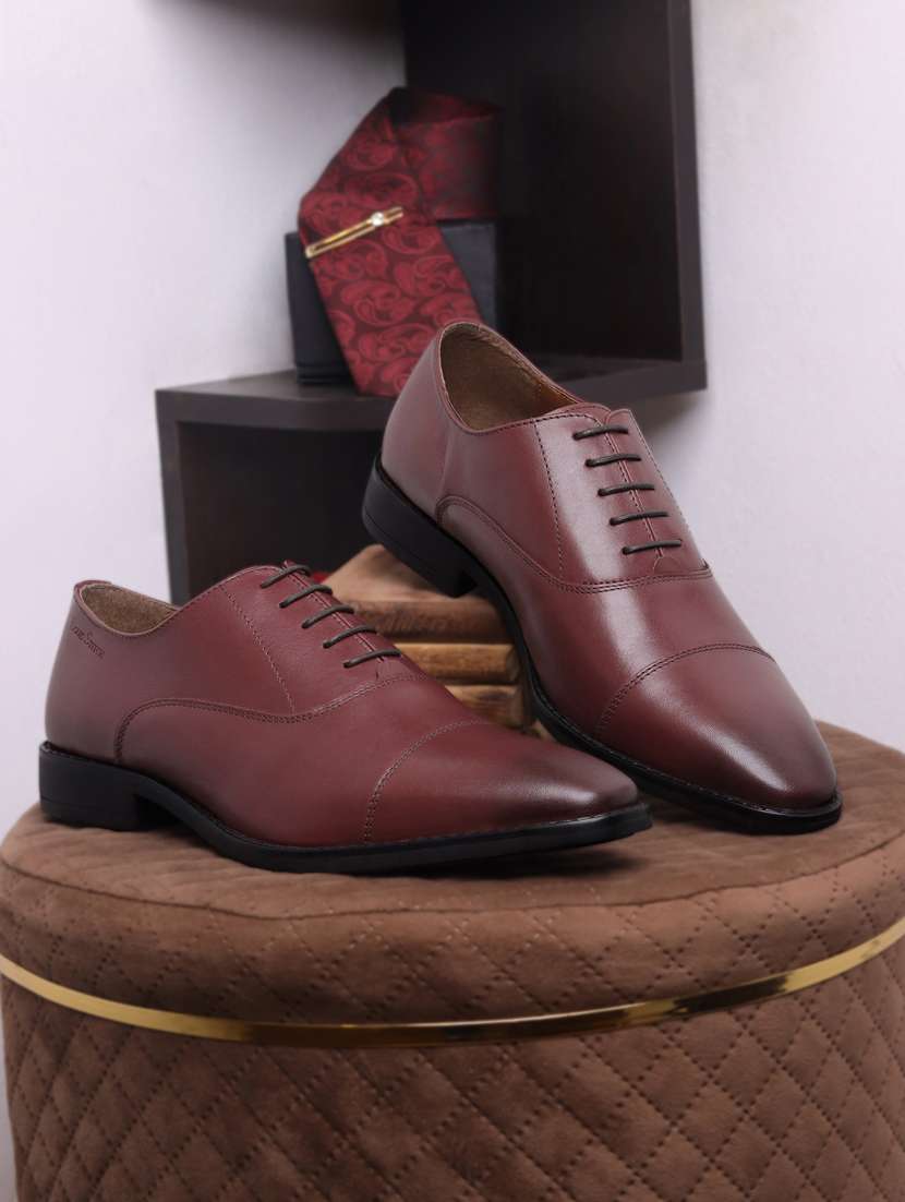 men solid lace-up oxfords