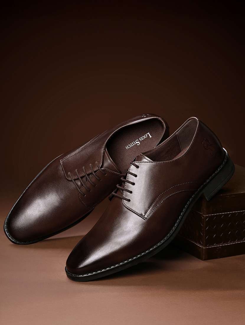 men solid lace-up derbys