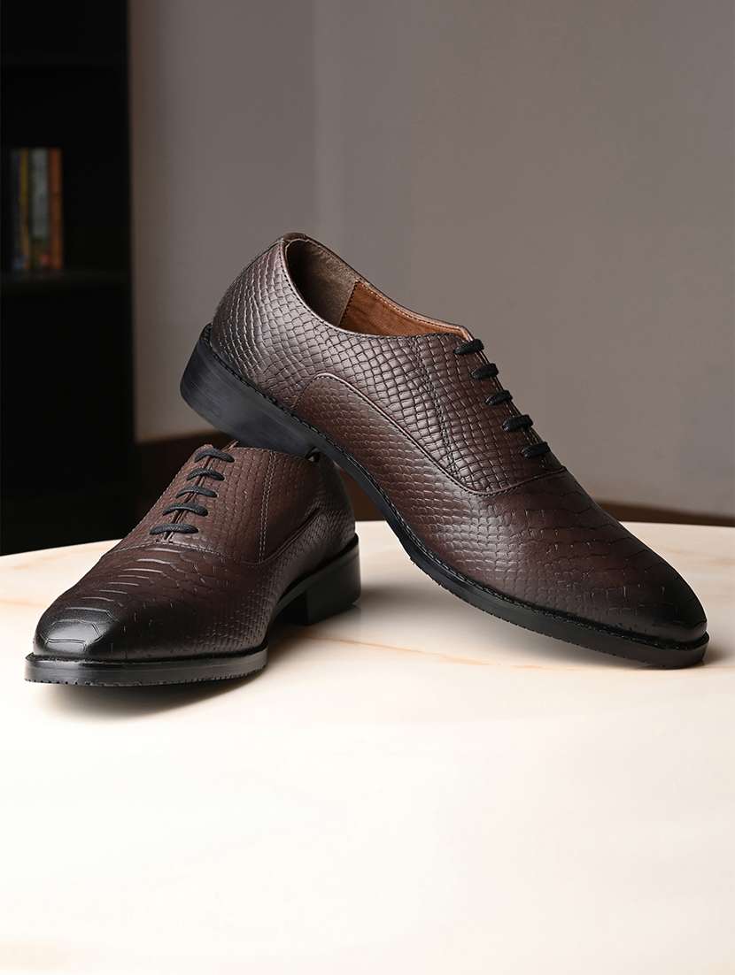men textured lace-up oxford formal shoes