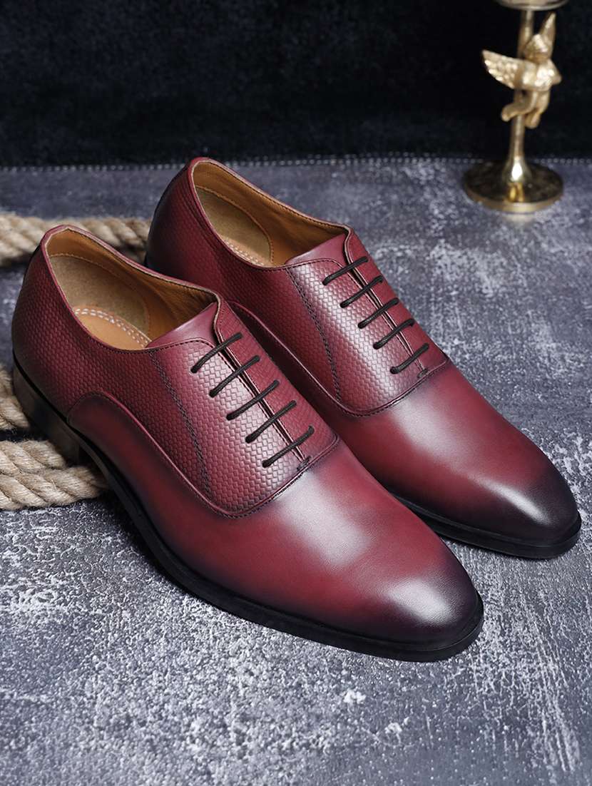 men textured lace-up oxford formal shoes