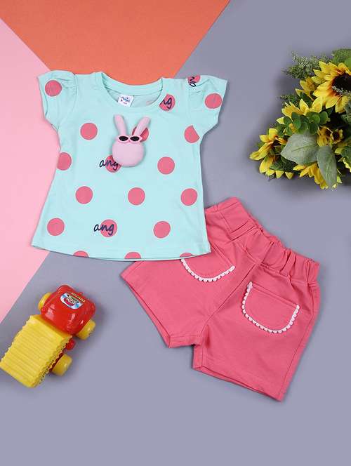 girls printed short & top co-ord set
