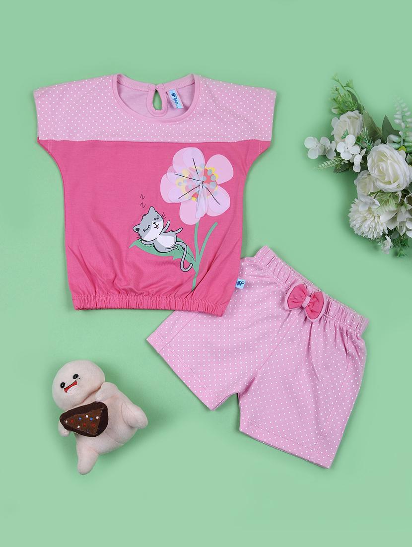 girls printed short & top set co-ord set - 21748160 -  Zoom Image - 0