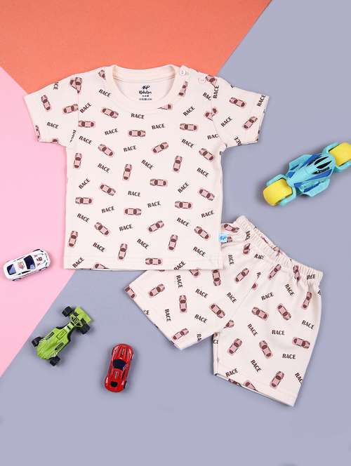 kids printed t-shirt and short co-ord set - 21748162 - Standard Image - 0