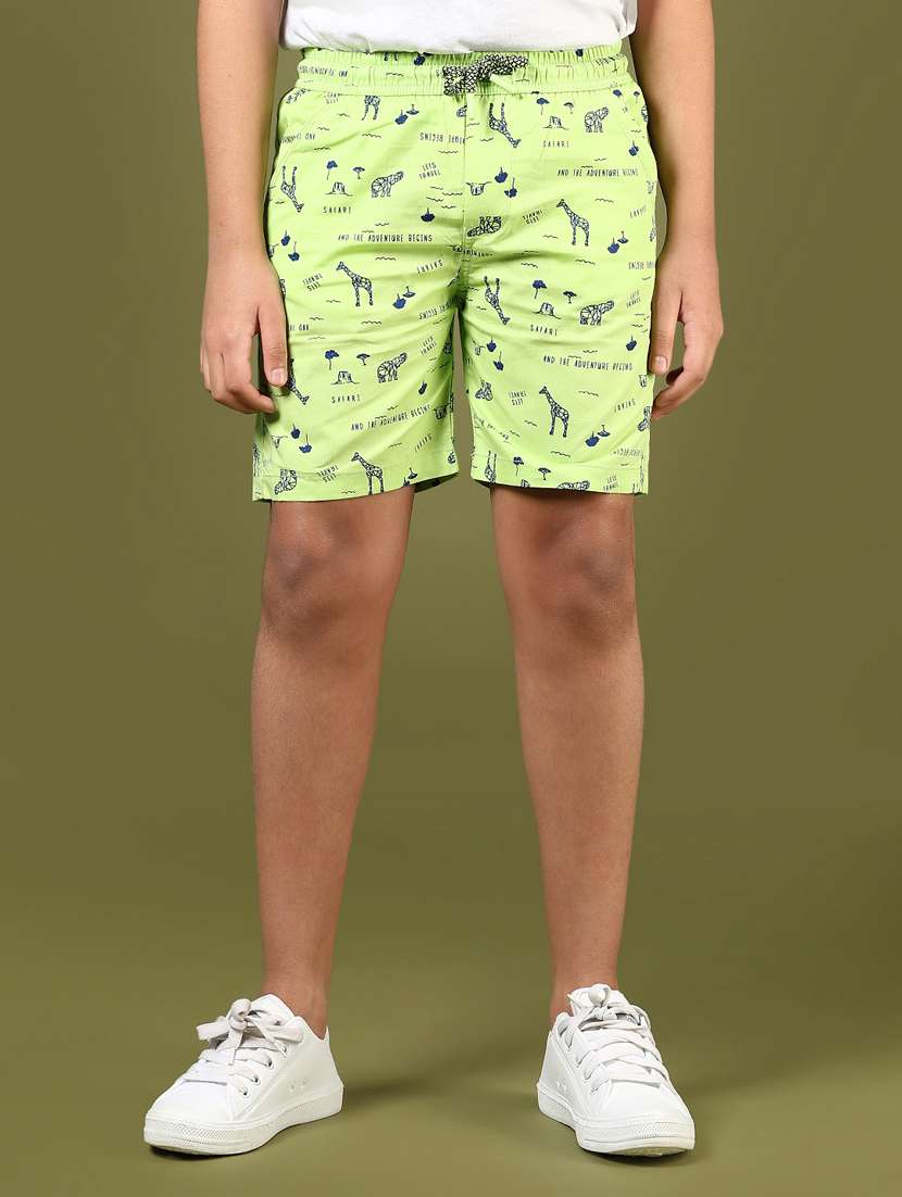 boys green printed mid rise shorts - 21748165 - Zoom Image - 0
