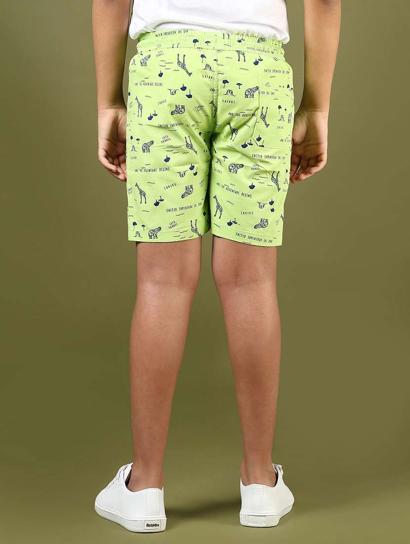 boys green printed mid rise shorts - 21748165 - Standard Image - 3