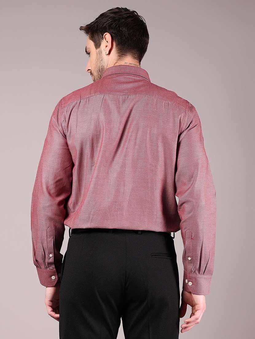 men solid collared long sleeve formal shirt - 21748170 - Standard Image - 3