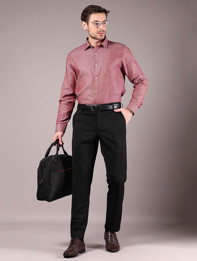 men solid collared long sleeve formal shirt - 21748170 - Standard Image - 5