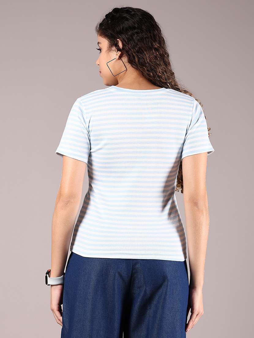women striped short sleeve regular fit t-shirt - 21748192 -  Standard Image - 3