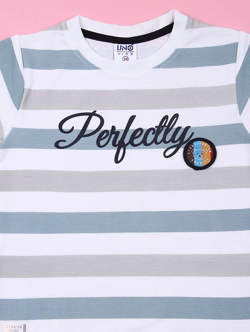 boys striped t-shirt & shorts casual wear set - 21748222 -  Standard Image - 3