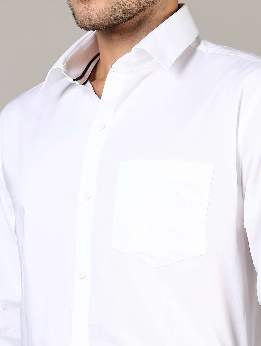 men solid long sleeve regular fit formal shirt - 21748231 - Standard Image - 5