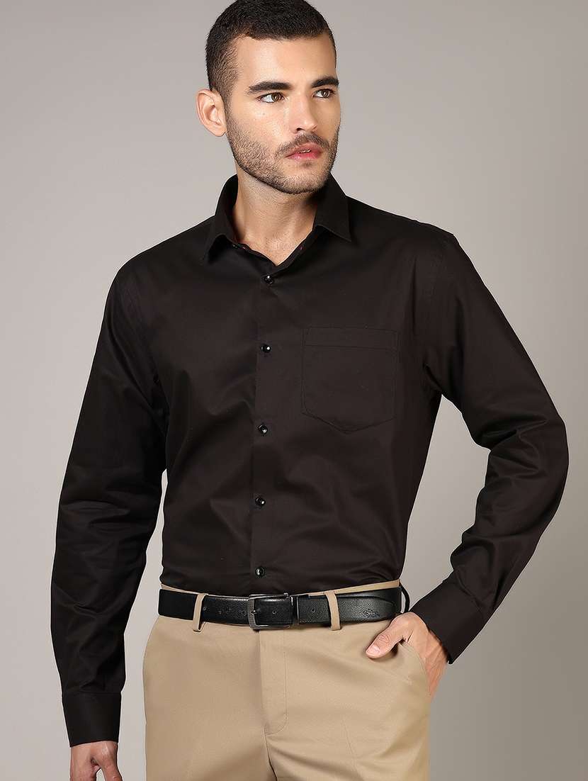 men solid long sleeve regular fit formal shirt