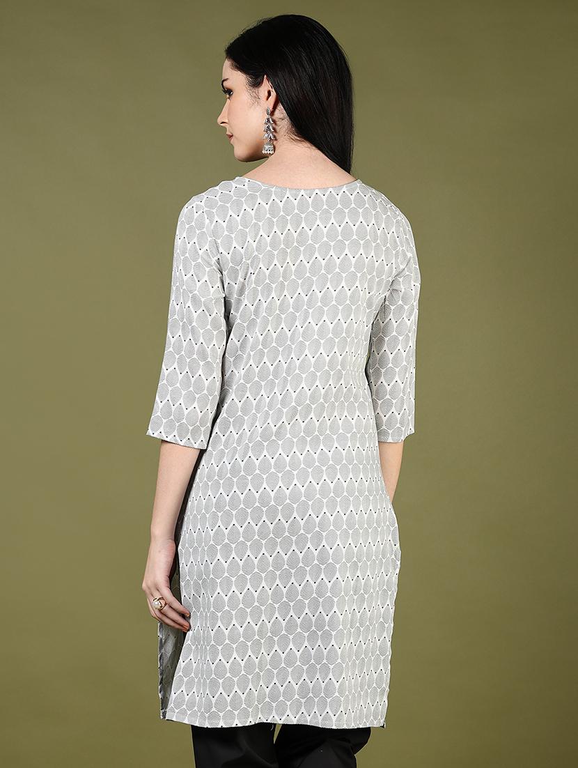 women printed three quarter sleeve straight kurta - 21748235 - Standard Image - 3