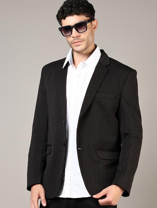 men lapel collar single breasted casual blazer - 21748259 - Standard Image - 0