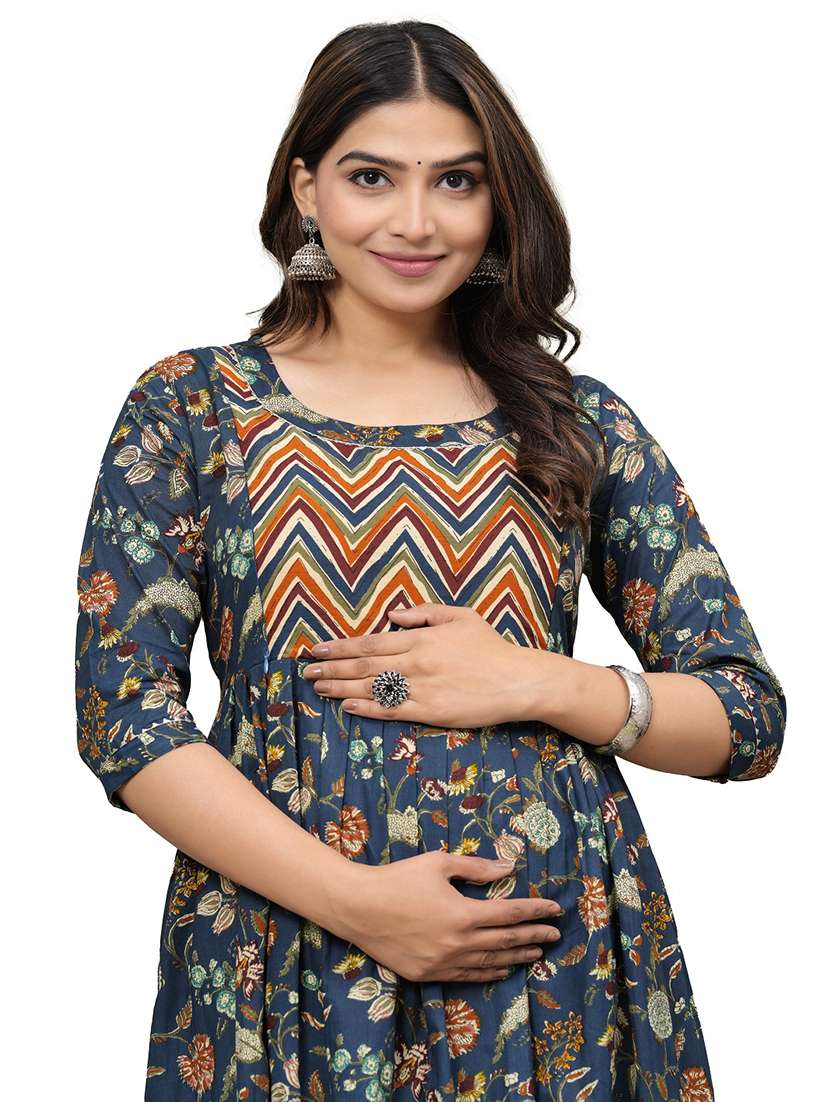 women floral printed round neck maternity dress - 21748291 -  Standard Image - 3